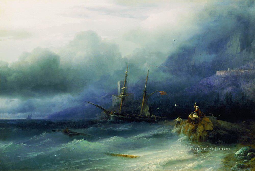 the tempest 1857 Romantic Ivan Aivazovsky Russian Oil Paintings